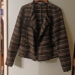 Brixon Ivy Black/Gold Striped Open Blazer Jacket | Size M